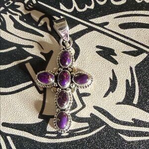 Purple Mojave Turquoise Cross Pendent